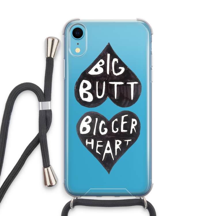 Big butt bigger heart: iPhone XR Transparant Hoesje met koord