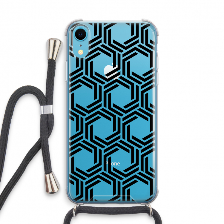 Geometrisch patroon: iPhone XR Transparant Hoesje met koord