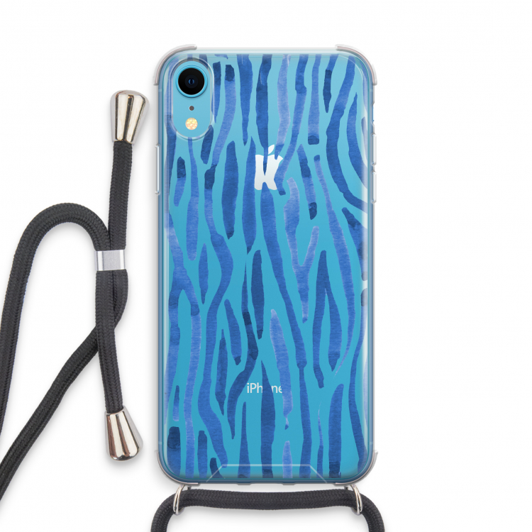 Blauwe nerven: iPhone XR Transparant Hoesje met koord