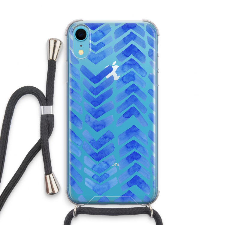 Blauwe pijlen: iPhone XR Transparant Hoesje met koord