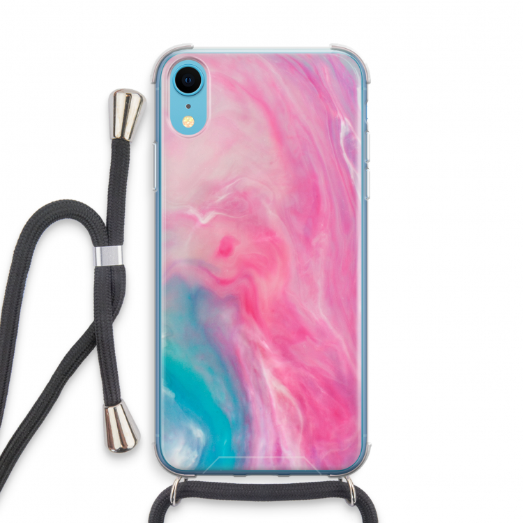 Roze explosie: iPhone XR Transparant Hoesje met koord