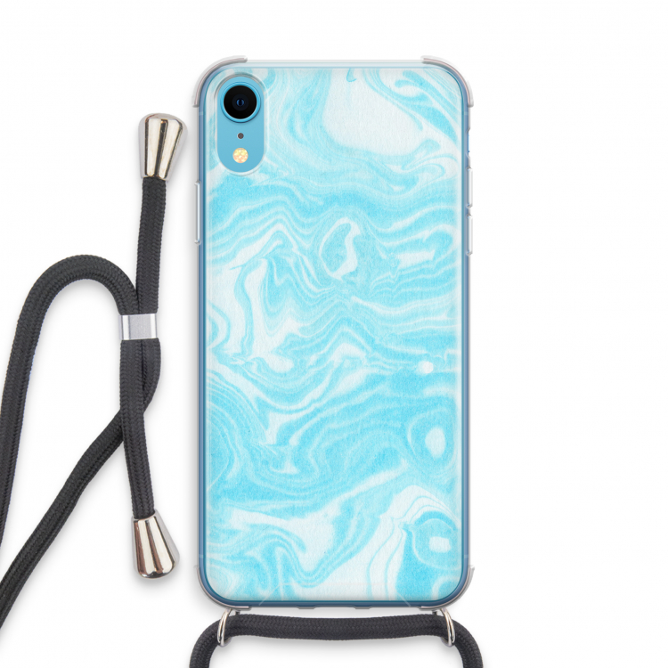 Waterverf blauw: iPhone XR Transparant Hoesje met koord