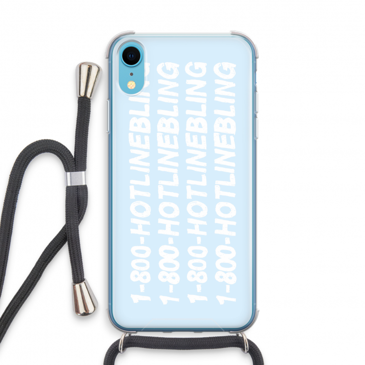 Hotline bling blue: iPhone XR Transparant Hoesje met koord