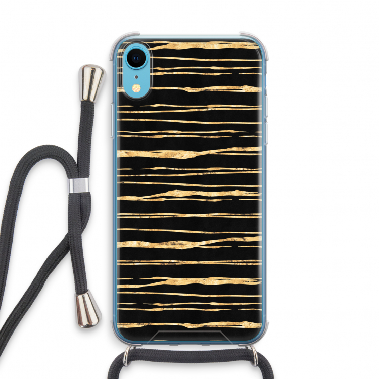 Gouden strepen: iPhone XR Transparant Hoesje met koord