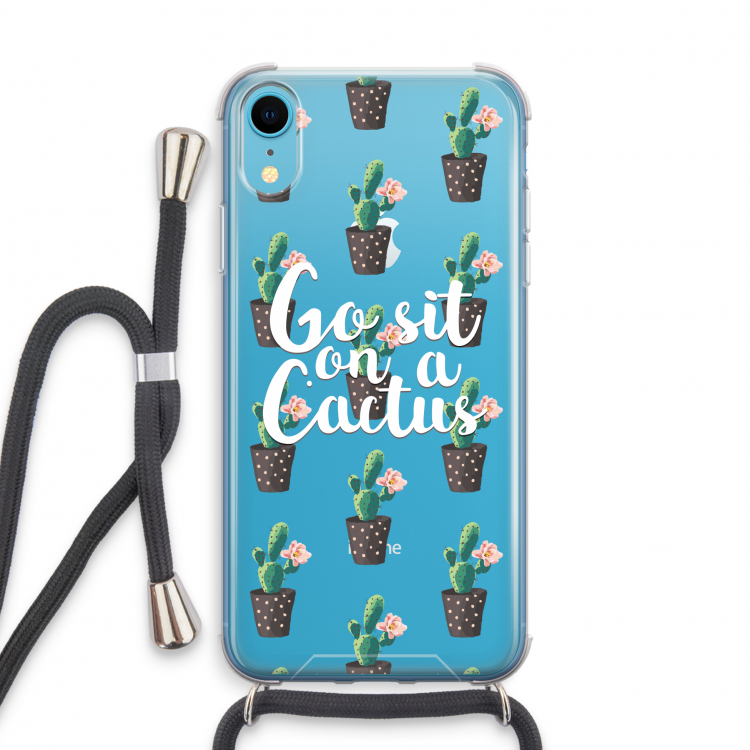 Cactus quote: iPhone XR Transparant Hoesje met koord