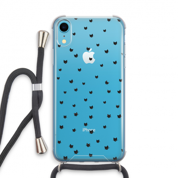 Kleine kattenkopjes: iPhone XR Transparant Hoesje met koord