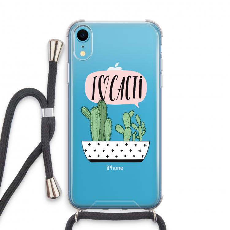 I love cacti: iPhone XR Transparant Hoesje met koord