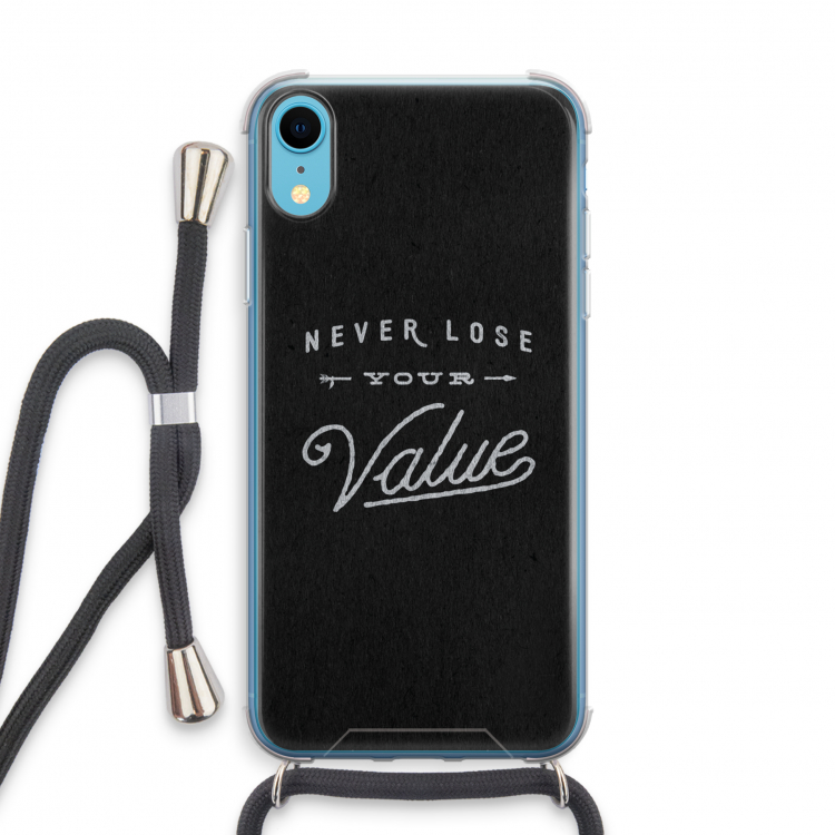 Never lose your value: iPhone XR Transparant Hoesje met koord