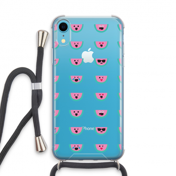 Smiley watermeloenprint: iPhone XR Transparant Hoesje met koord