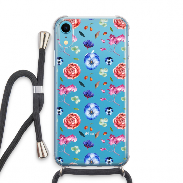 Bloemetjes: iPhone XR Transparant Hoesje met koord