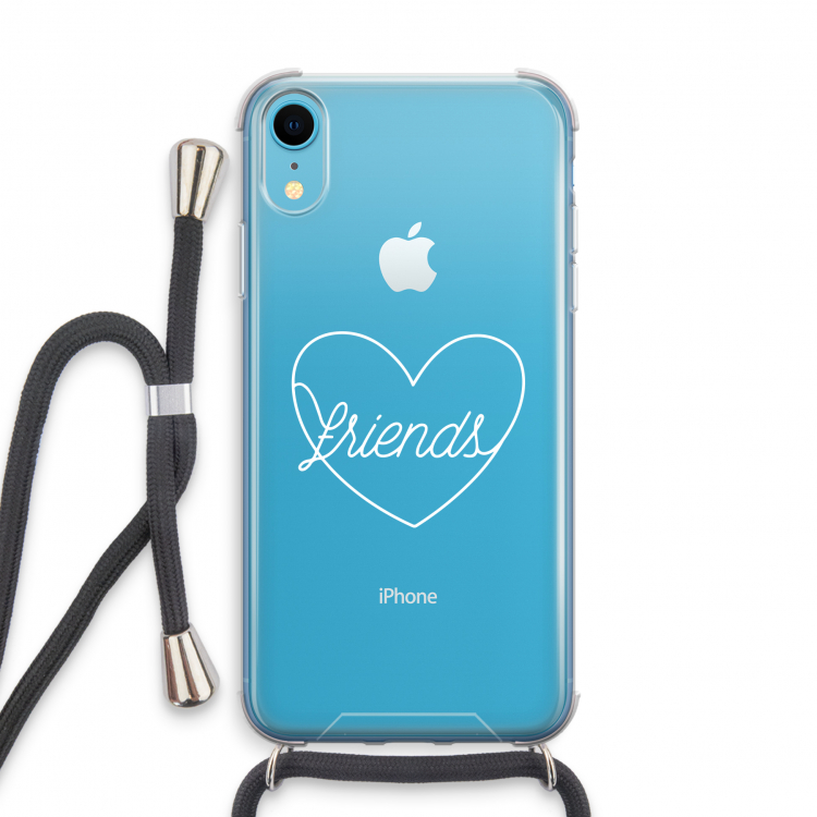 Friends heart pastel: iPhone XR Transparant Hoesje met koord