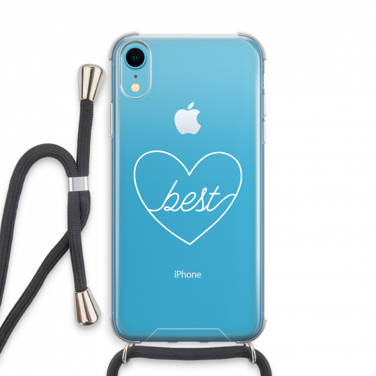 Best heart pastel: iPhone XR Transparant Hoesje met koord