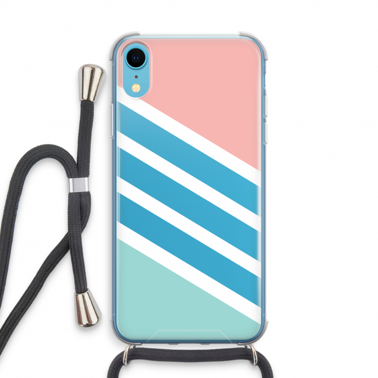 Strepen pastel: iPhone XR Transparant Hoesje met koord