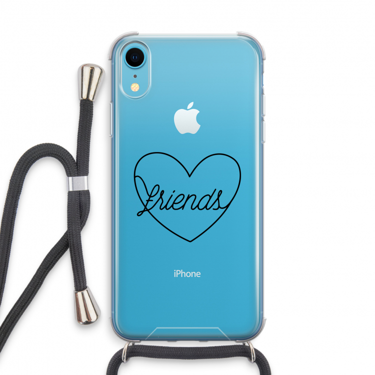 Friends heart black: iPhone XR Transparant Hoesje met koord