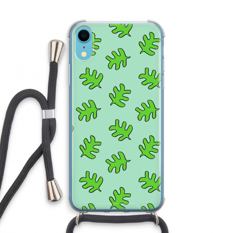 Groene blaadjes: iPhone XR Transparant Hoesje met koord