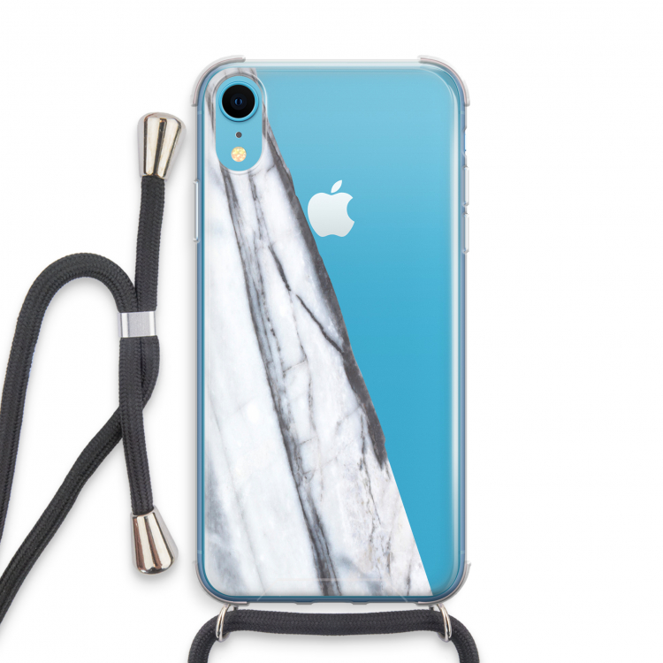 Gestreepte marmer: iPhone XR Transparant Hoesje met koord