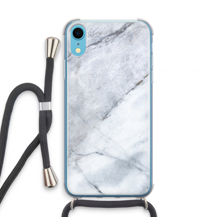 Witte marmer: iPhone XR Transparant Hoesje met koord
