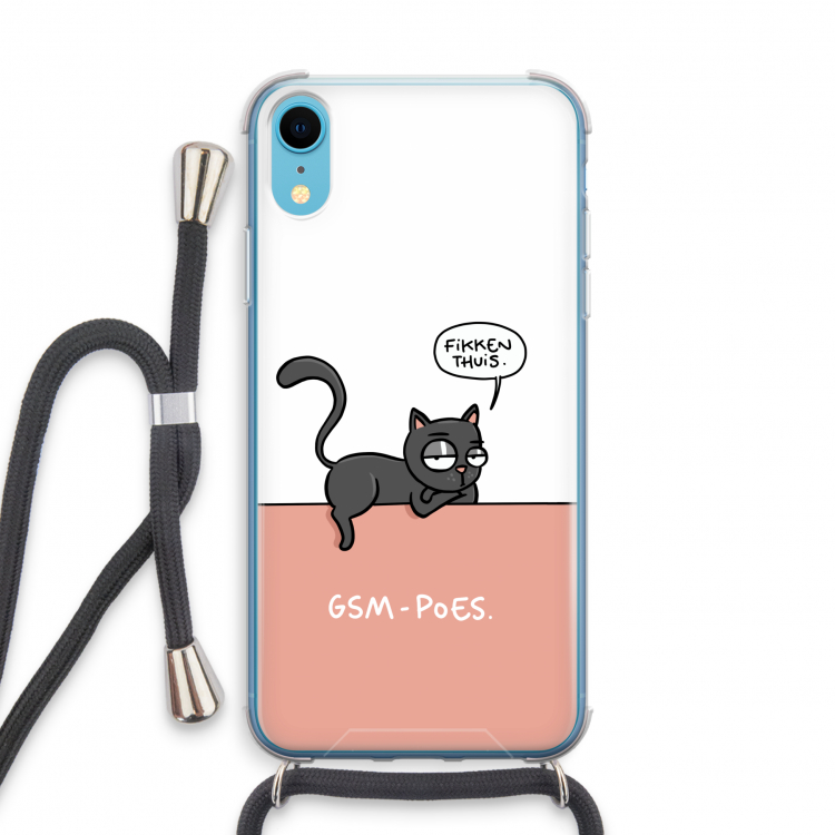 GSM poes: iPhone XR Transparant Hoesje met koord