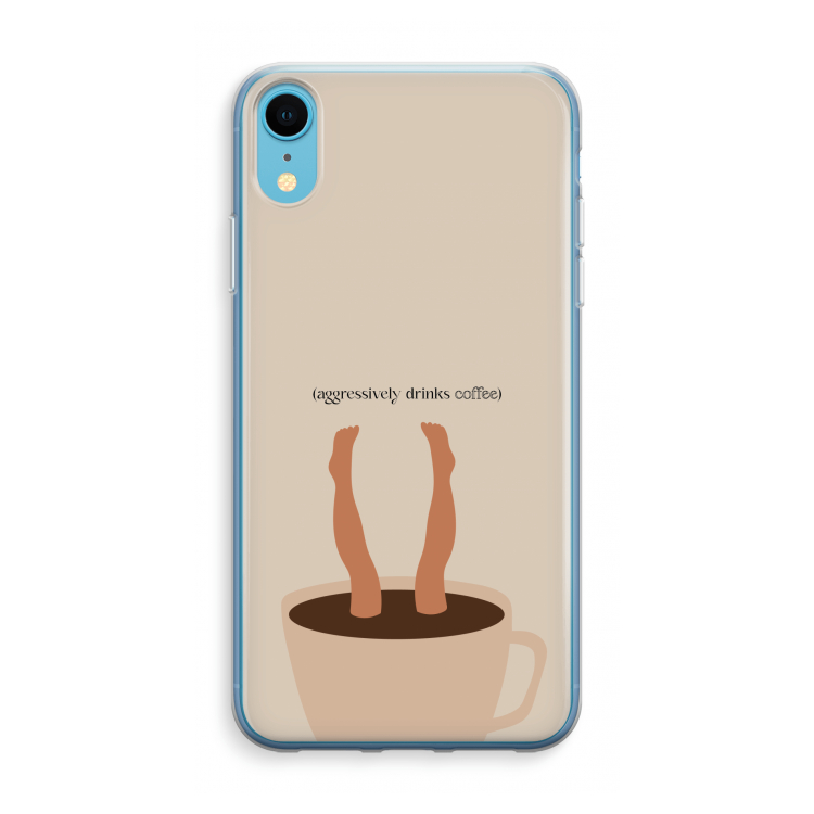 Aggressively drinks coffee: iPhone XR Transparant Hoesje