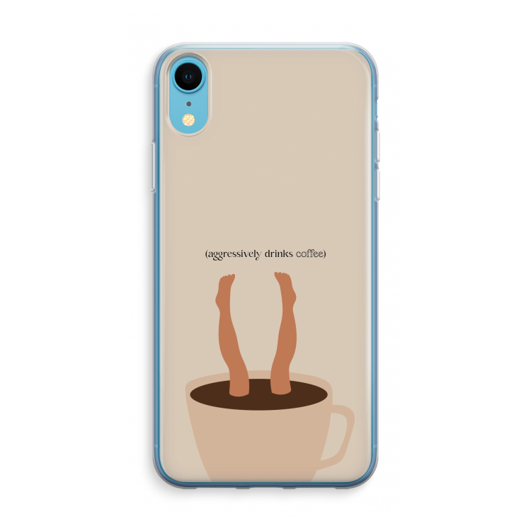 Aggressively drinks coffee: iPhone XR Transparant Hoesje
