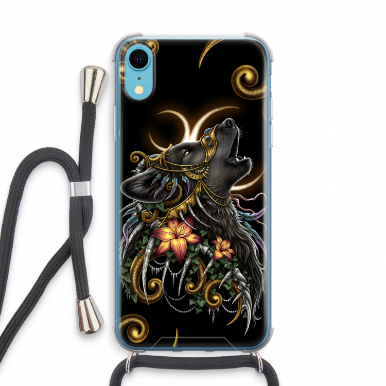 Huilende Wolf: iPhone XR Transparant Hoesje met koord