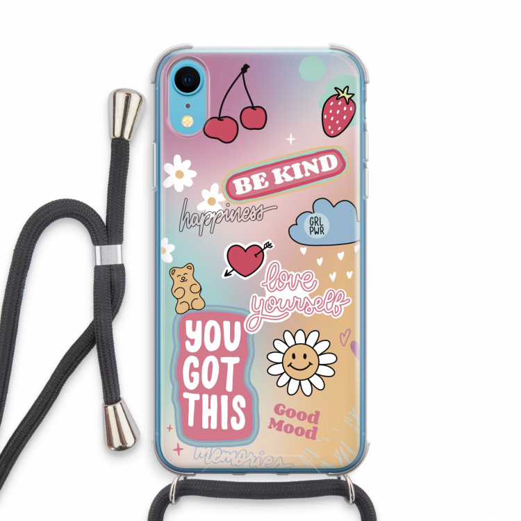 Positivity: iPhone XR Transparant Hoesje met koord