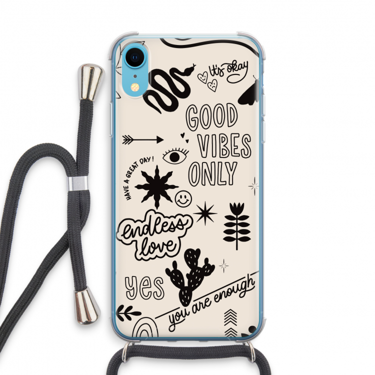 Good vibes: iPhone XR Transparant Hoesje met koord