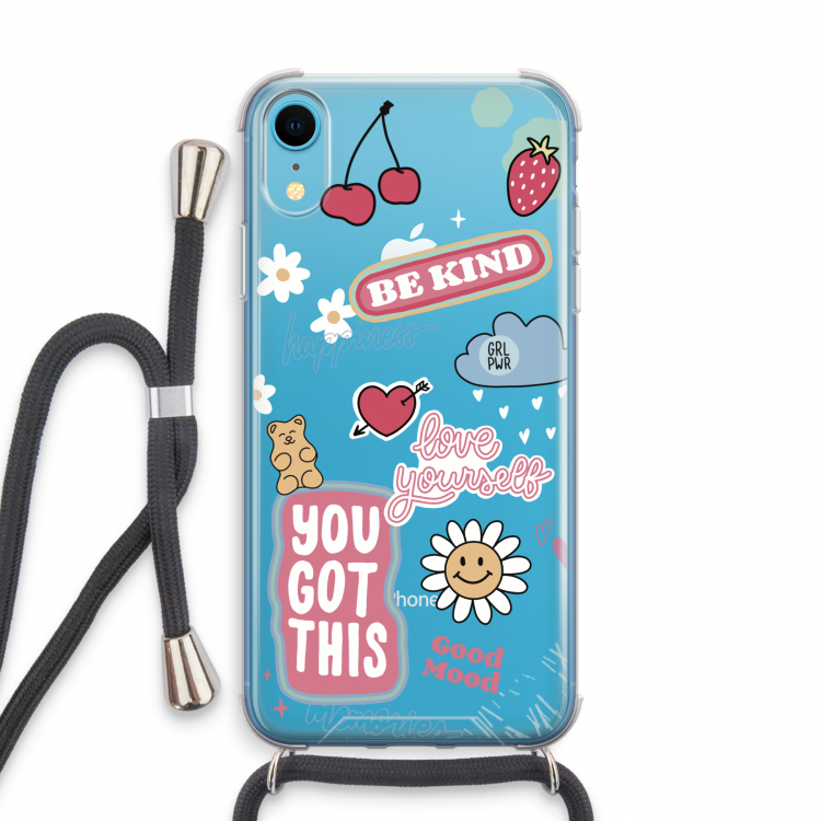 Positivity: iPhone XR Transparant Hoesje met koord