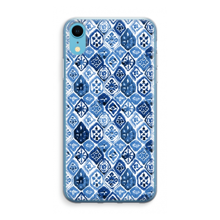 Blauw motief: iPhone XR Transparant Hoesje
