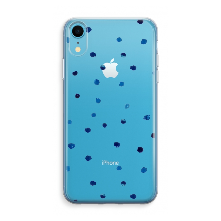 Blauwe stippen: iPhone XR Transparant Hoesje