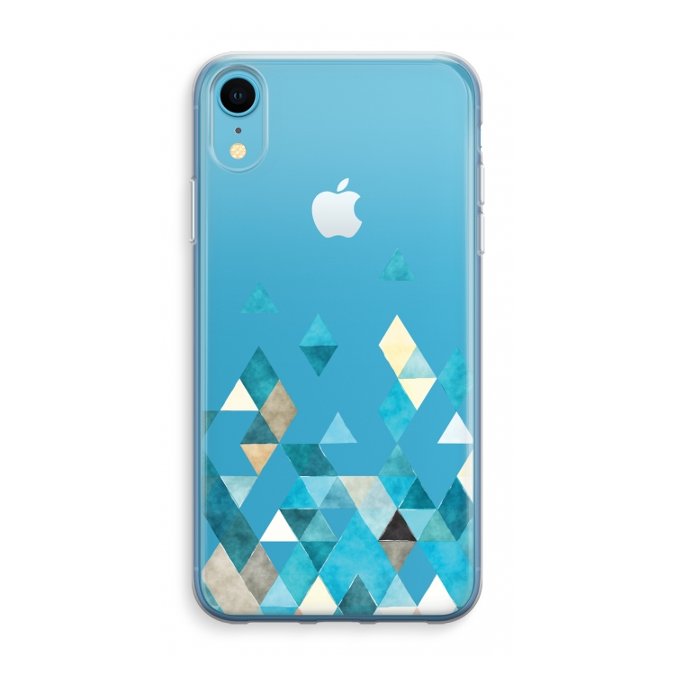 Gekleurde driehoekjes blauw: iPhone XR Transparant Hoesje