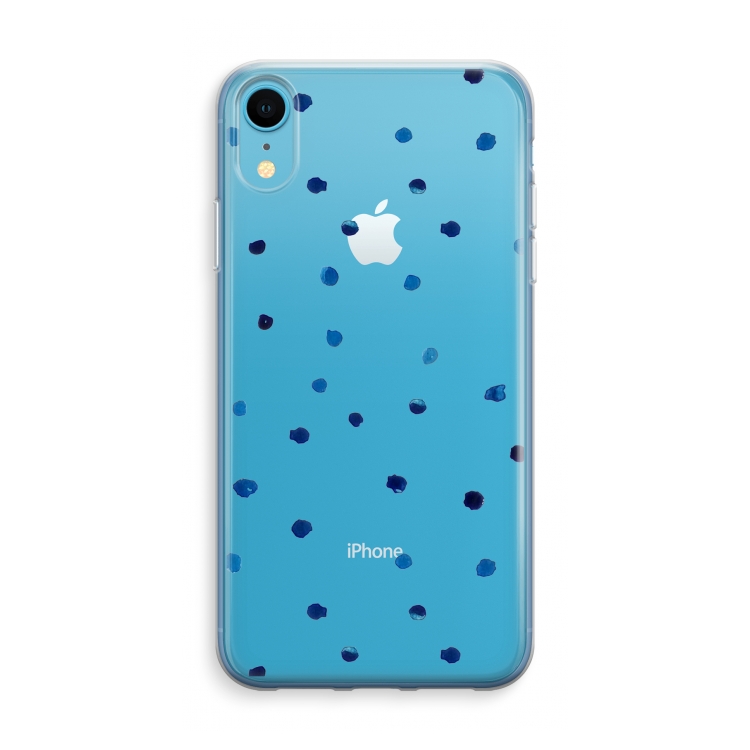 Blauwe stippen: iPhone XR Transparant Hoesje