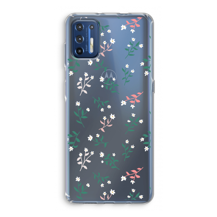 Small white flowers: Motorola Moto G9 Plus Transparant Hoesje