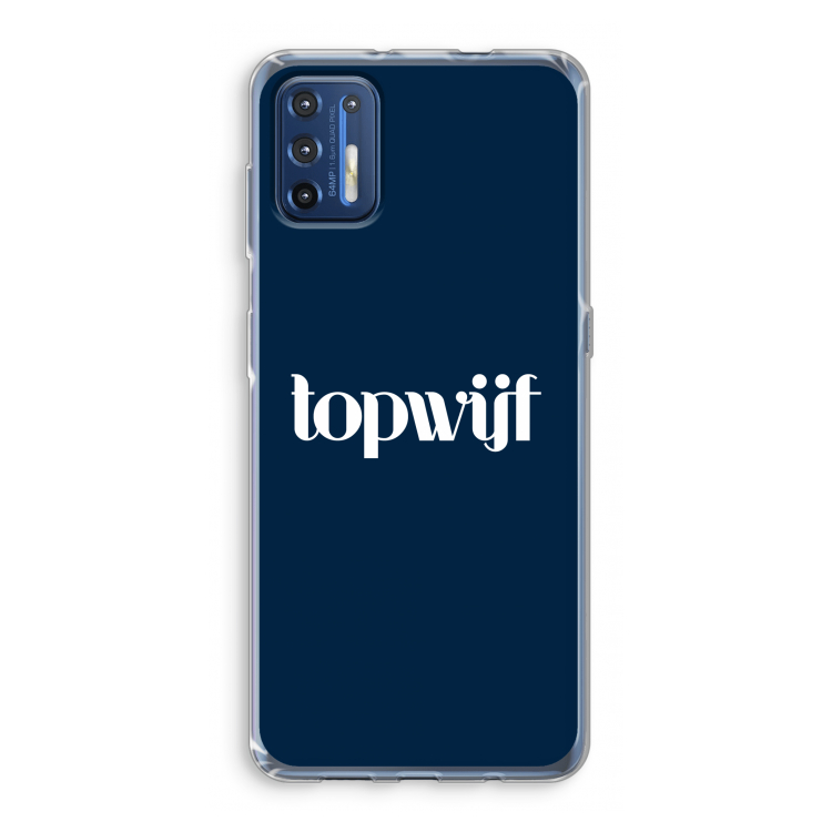 Topwijf Navy: Motorola Moto G9 Plus Transparant Hoesje