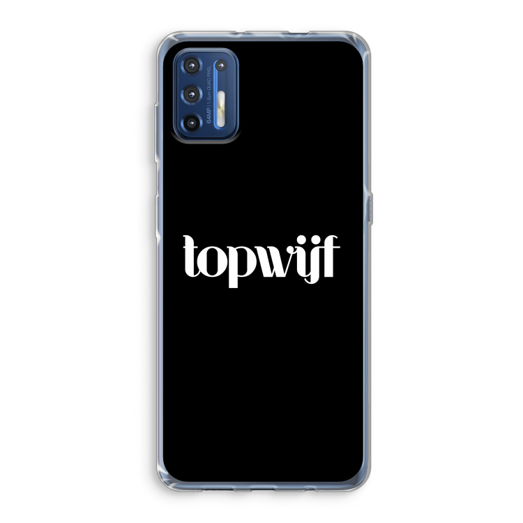 Topwijf Zwart: Motorola Moto G9 Plus Transparant Hoesje