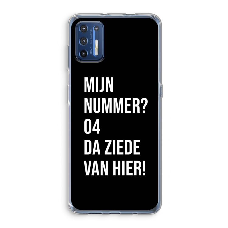 Da ziede van hier - Zwart: Motorola Moto G9 Plus Transparant Hoesje