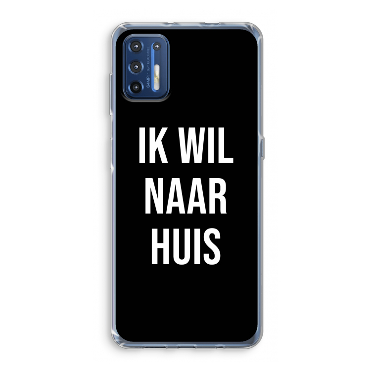 Ik wil naar huis - Zwart: Motorola Moto G9 Plus Transparant Hoesje