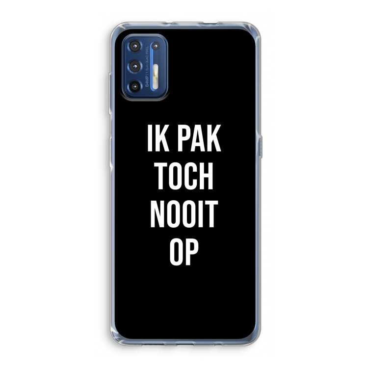 Ik pak nooit op - Zwart: Motorola Moto G9 Plus Transparant Hoesje