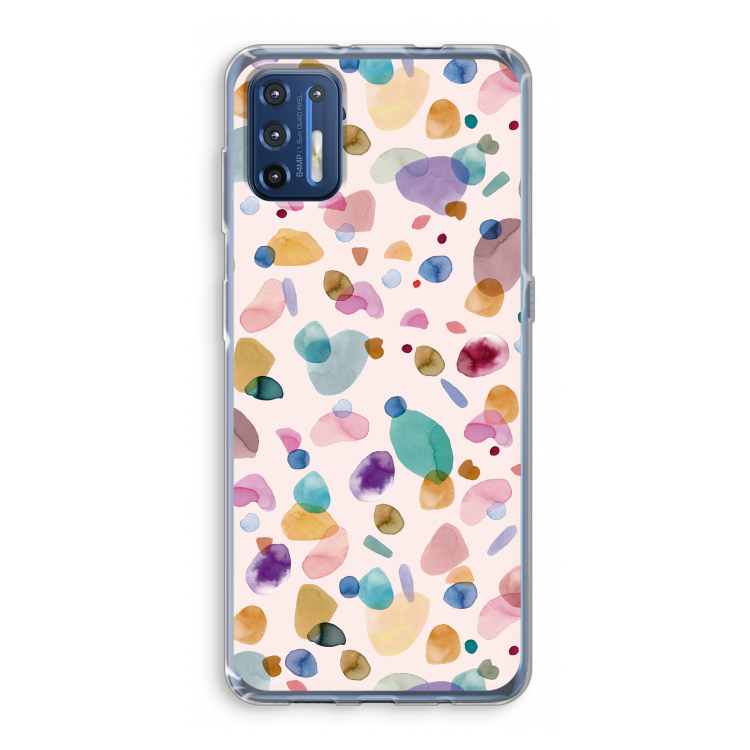 Terrazzo Memphis Pink: Motorola Moto G9 Plus Transparant Hoesje