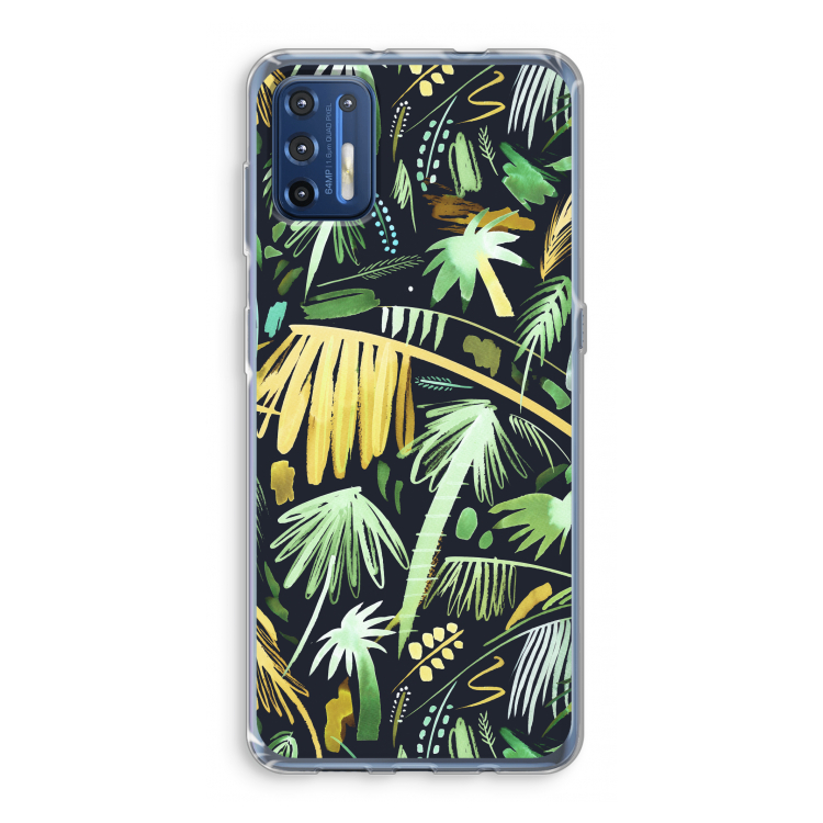 Tropical Palms Dark: Motorola Moto G9 Plus Transparant Hoesje