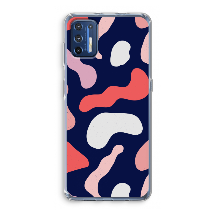 Memphis Shapes Pink: Motorola Moto G9 Plus Transparant Hoesje