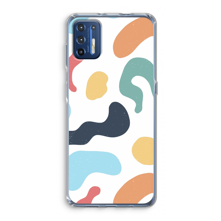 Memphis Shapes Blue: Motorola Moto G9 Plus Transparant Hoesje