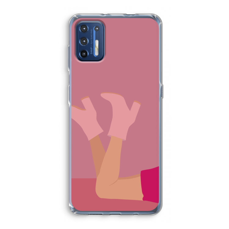 Pink boots: Motorola Moto G9 Plus Transparant Hoesje