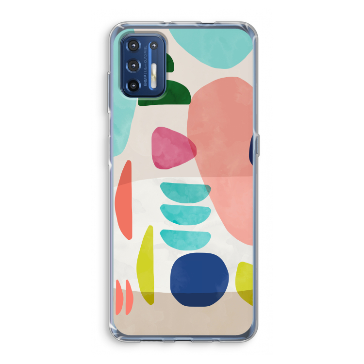 Bold Rounded Shapes: Motorola Moto G9 Plus Transparant Hoesje