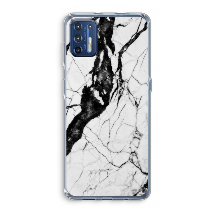 Witte marmer 2: Motorola Moto G9 Plus Transparant Hoesje