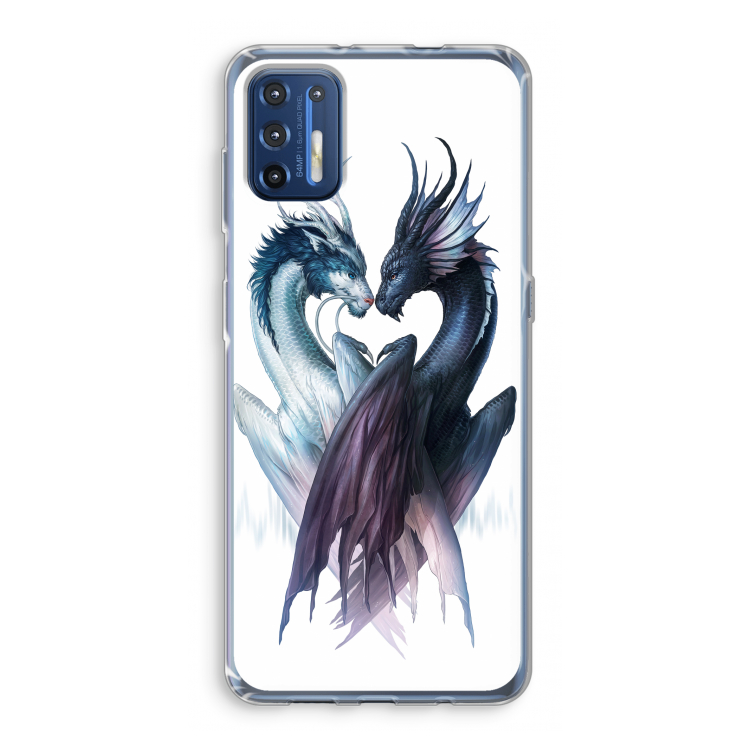 Yin Yang Dragons: Motorola Moto G9 Plus Transparant Hoesje