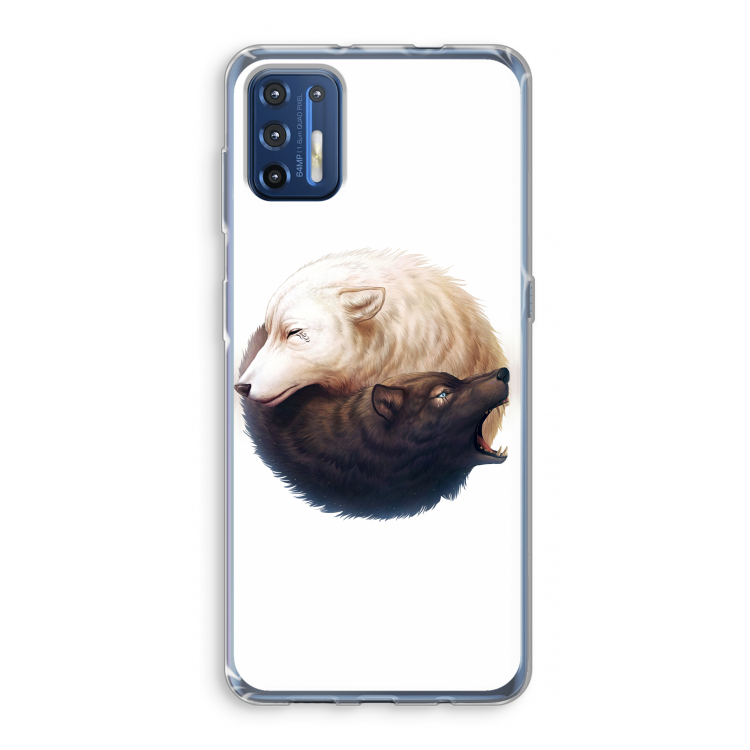 Yin Yang Wolves: Motorola Moto G9 Plus Transparant Hoesje
