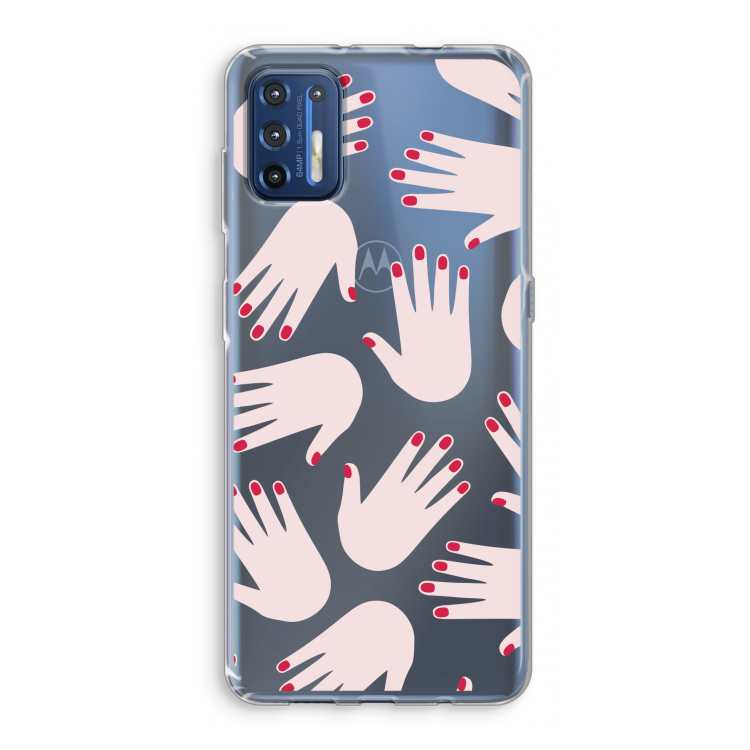Hands pink: Motorola Moto G9 Plus Transparant Hoesje