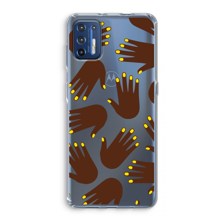 Hands dark: Motorola Moto G9 Plus Transparant Hoesje