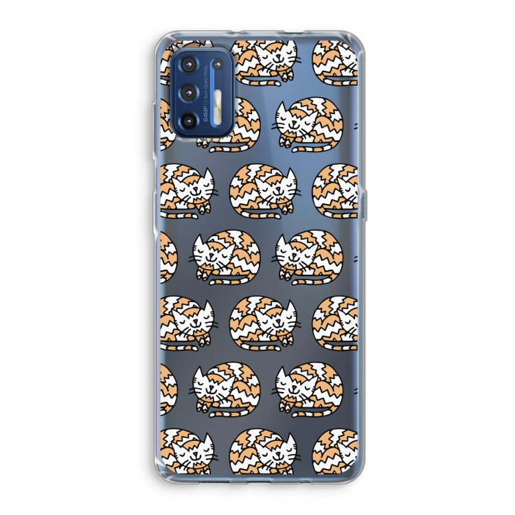 Slapende poes: Motorola Moto G9 Plus Transparant Hoesje